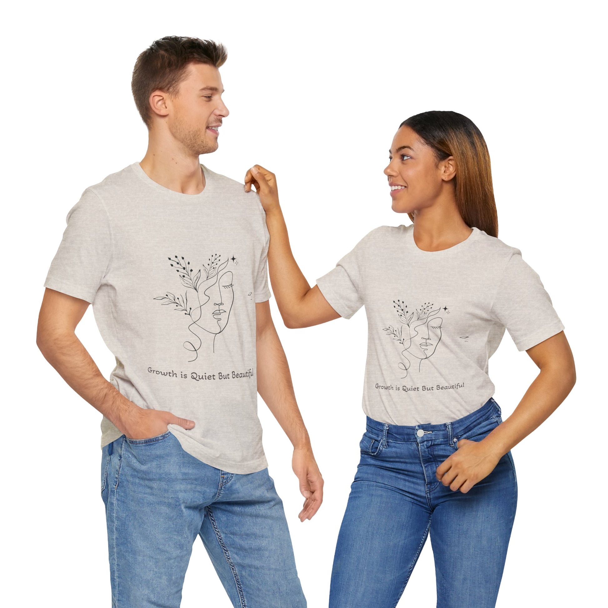 WePrint beige minimalist face art t-shirt