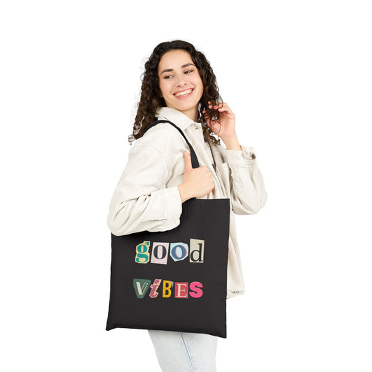 Good Vibes Cotton Canvas Tote Bag - Eco-Friendly Reusable Market Bag