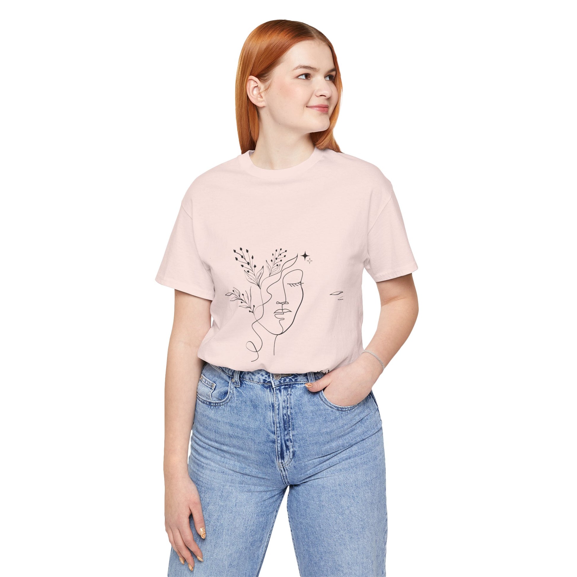WePrint soft pink minimalist face art t-shirt