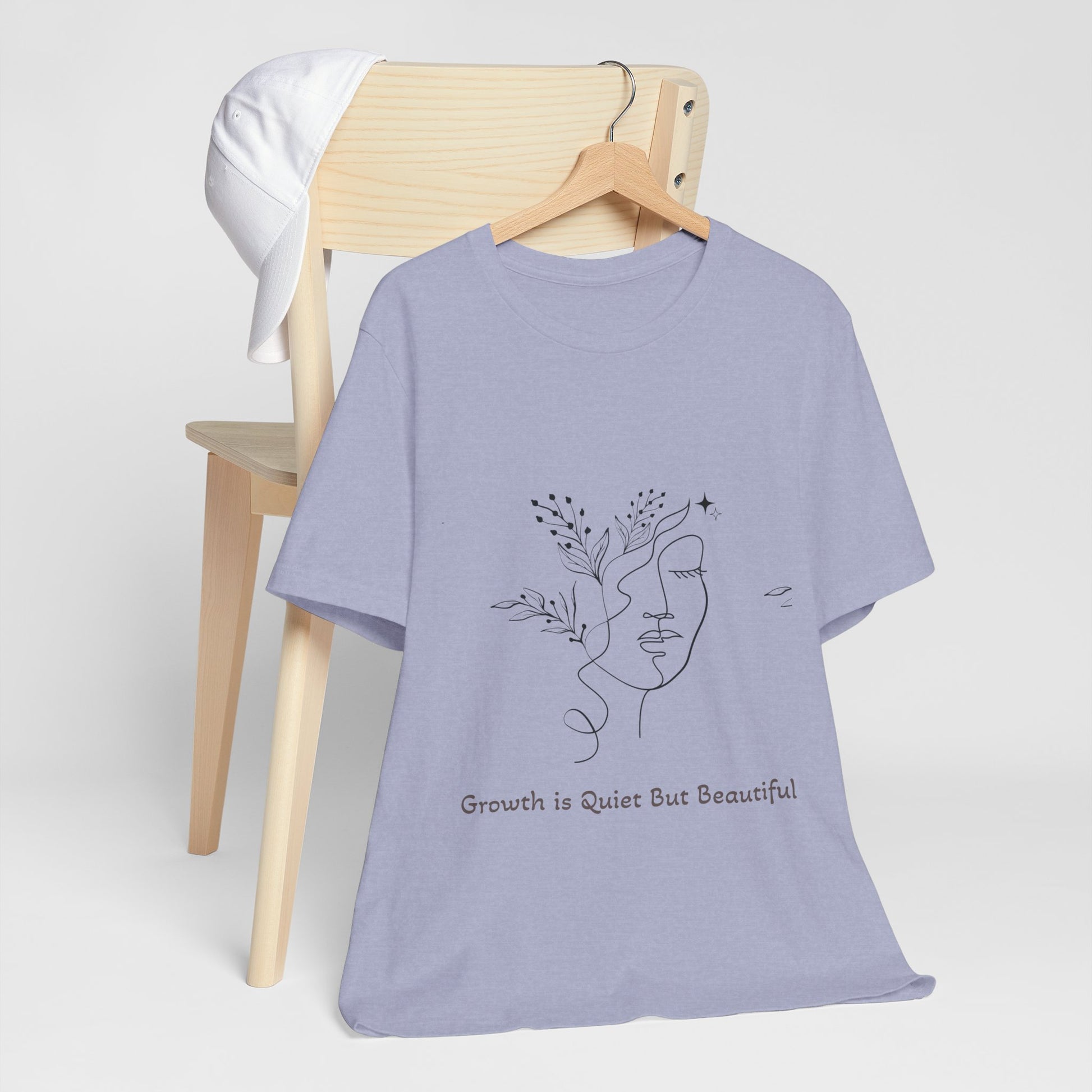 WePrint lavender, heather blue minimalist face art t-shirt